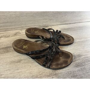 Dansko Sandals Womens 38‎ Jovie Slingback Strappy Wedge 1502450200 Black Leather